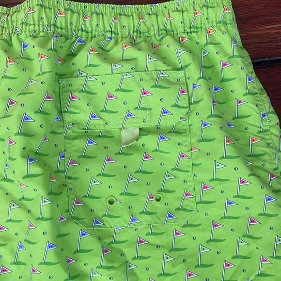 Southern Pines golf flag printed elastic waist lined swim shorts trunks sz XXL - Picture 6 of 6